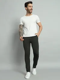 Comfortable Olive Cotton Spandex Mid-Rise Trouser For Men-thumb3