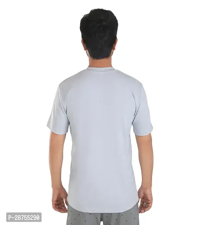 Stylish Grey Polyester Printed Round Neck Tees For Men-thumb2