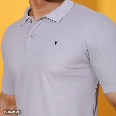 Styish Fancy Cotton Blend Solid Polos T-Shirts For Men-thumb5