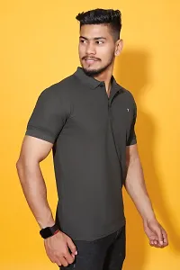 Styish Fancy Cotton Blend Solid Polos T-Shirts For Men-thumb2