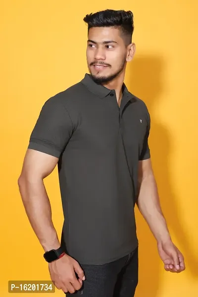 Styish Fancy Cotton Blend Solid Polos T-Shirts For Men-thumb3