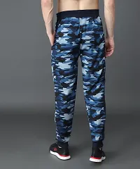 Stylish Blue Cotton Printed Regular Track Pants For Men-thumb1