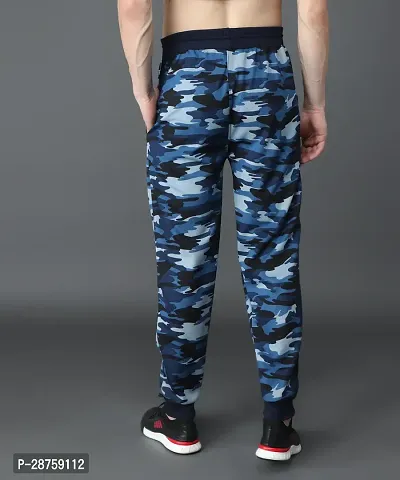 Stylish Blue Cotton Printed Regular Track Pants For Men-thumb2