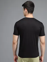 Stylish Black Elastane Solid Round Neck Tees For Men-thumb1