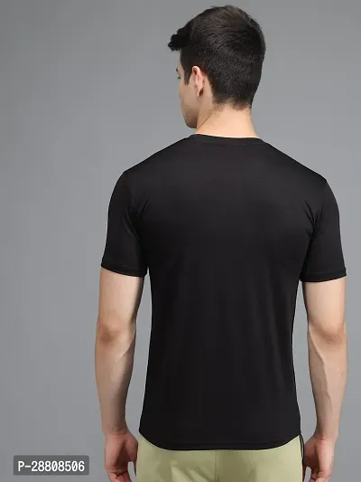 Stylish Black Elastane Solid Round Neck Tees For Men-thumb2