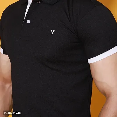 Styish Fancy Cotton Blend Solid Polos T-Shirts For Men-thumb5