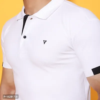 Styish Fancy Cotton Blend Solid Polos T-Shirts For Men-thumb5