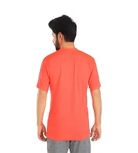 Stylish Orange Cotton Blend Printed Round Neck Tees For Men-thumb1