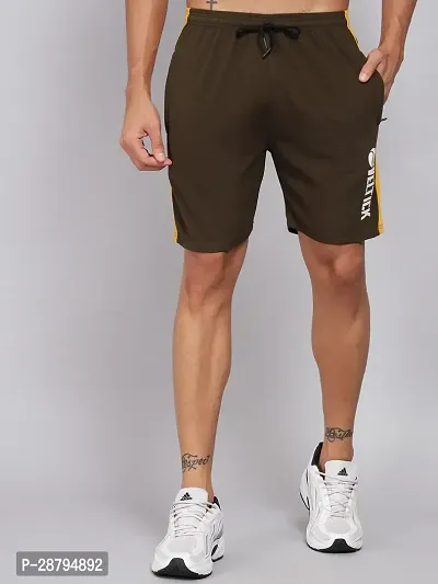 Stylish Brown Cotton Blend Solid Regular Shorts For Men-thumb4