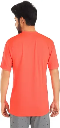 Stylish Orange Cotton Blend Printed Round Neck Tees For Men-thumb1