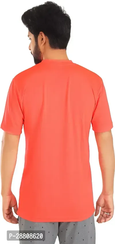 Stylish Orange Cotton Blend Printed Round Neck Tees For Men-thumb2