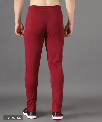 Stylish Red Cotton Solid Regular Track Pants For Men-thumb2