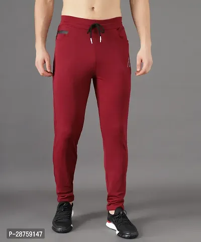 Stylish Red Cotton Solid Regular Track Pants For Men