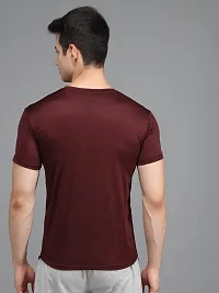 Stylish Maroon Elastane Solid Round Neck Tees For Men-thumb1