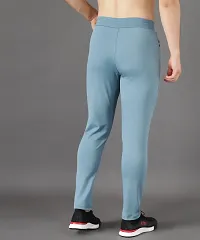 Stylish Blue Cotton Solid Regular Track Pants For Men-thumb1
