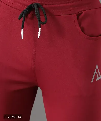 Stylish Red Cotton Solid Regular Track Pants For Men-thumb5