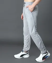 Stylish Grey Cotton Solid Regular Track Pants For Men-thumb3