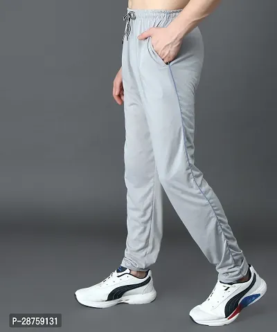 Stylish Grey Cotton Solid Regular Track Pants For Men-thumb4
