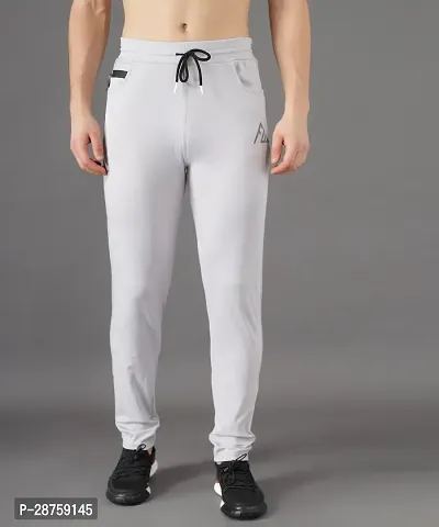 Stylish Grey Cotton Solid Regular Track Pants For Men