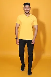 Styish Fancy Cotton Blend Solid Polos T-Shirts For Men-thumb4