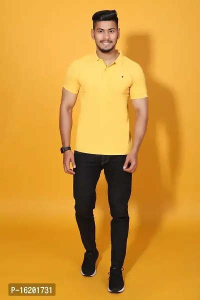 Styish Fancy Cotton Blend Solid Polos T-Shirts For Men-thumb5