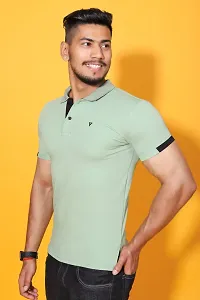 Stylish Green Cotton Blend Solid Polos For Men-thumb3