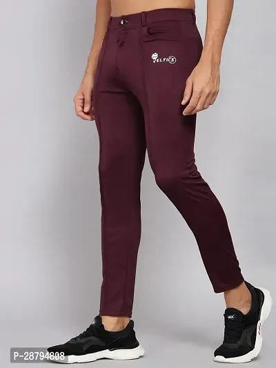 Stylish Purple Polyester Blend Solid Regular Track Pants For Men-thumb4