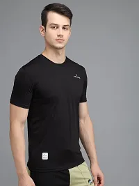 Stylish Black Elastane Solid Round Neck Tees For Men-thumb3