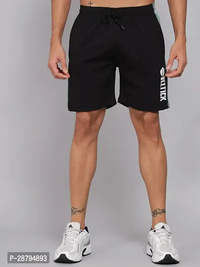 Stylish Black Cotton Blend Solid Regular Shorts For Men-thumb4