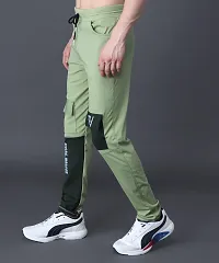 Stylish Green Cotton Solid Regular Track Pants For Men-thumb3