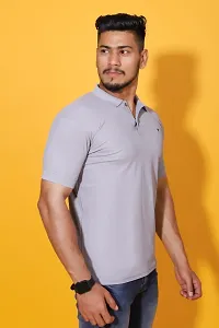 Styish Fancy Cotton Blend Solid Polos T-Shirts For Men-thumb2