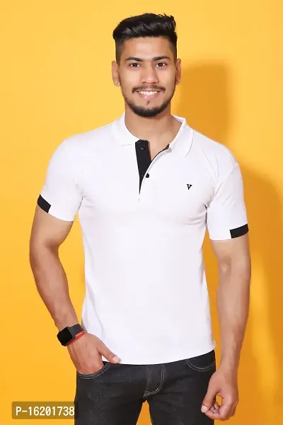 Styish Fancy Cotton Blend Solid Polos T-Shirts For Men