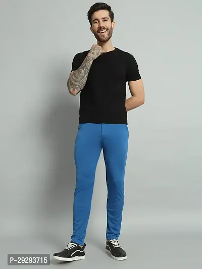 Stylish Blue 4 Way Lycra Solid Trouser For Men-thumb4