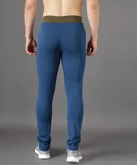 Stylish Blue Cotton Solid Regular Track Pants For Men-thumb1