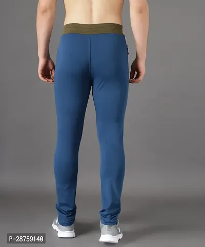 Stylish Blue Cotton Solid Regular Track Pants For Men-thumb2