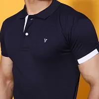 Styish Fancy Cotton Blend Solid Polos T-Shirts For Men-thumb3