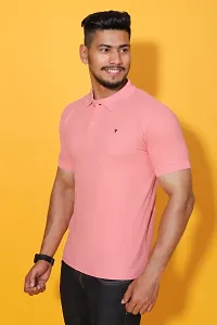 Styish Fancy Cotton Blend Solid Polos T-Shirts For Men-thumb3