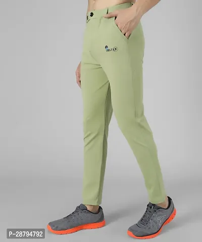 Stylish Green Polyester Blend Solid Regular Track Pants For Men-thumb4
