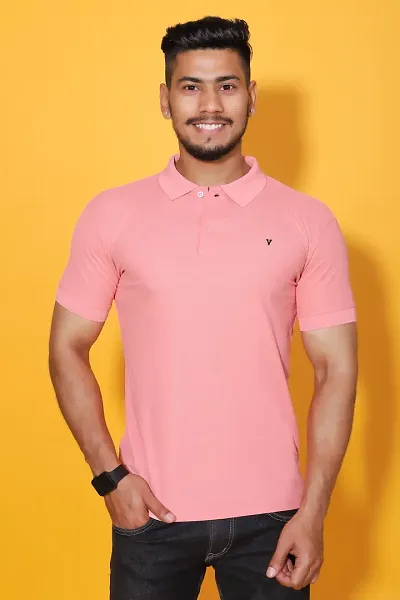 Styish Fancy Blend Solid Polos T-Shirts For Men