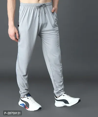 Stylish Grey Cotton Solid Regular Track Pants For Men-thumb3
