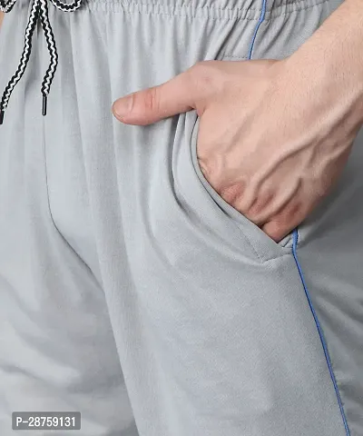 Stylish Grey Cotton Solid Regular Track Pants For Men-thumb5