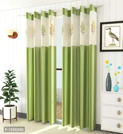 Polyester 5Ft Curtain Drape for Window | Floral Net Panels for Home and Office | Eyelet Curtains for Living Room Kitchen Hall, Pack of 5, 7 x 9 Feet, (Curtain-01)-thumb0