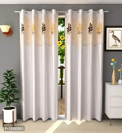 Polyester 5Ft Curtain Drape for Window | Floral Net Panels for Home and Office | Eyelet Curtains for Living Room Kitchen Hall, Pack of 5, 7 x 9 Feet, (Curtain-01)-thumb0