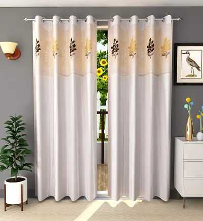 Polyester 5Ft Curtain Drape for Window | Floral Net Panels for Home and Office | Eyelet Curtains for Living Room Kitchen Hall, Pack of 5, 7 x 9 Feet, (Curtain-01)