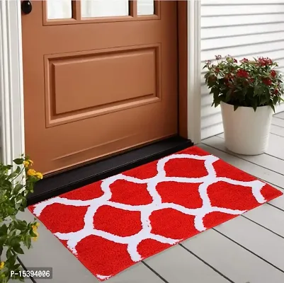 Hunny D?cor Indoor Modern Luxury Solid Door Mats for Bathroom Entrance Anti Skid Water Absorbent Dirt Trapper Rugs with Back Rubber Binding (Doormat-RD-WHT)-thumb2