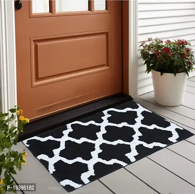 Hunny D?cor Indoor Modern Luxury Solid Door Mats for Bathroom Entrance Anti Skid Water Absorbent Dirt Trapper Rugs with Back Rubber Binding (Doormat-BLK)-thumb3