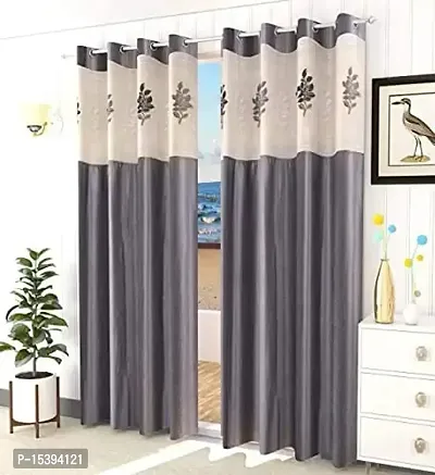 Polyester 5Ft Curtain Drape for Window | Floral Net Panels for Home and Office | Eyelet Curtains for Living Room Kitchen Hall, Pack of 5, 7 x 9 Feet, (Curtain-01)