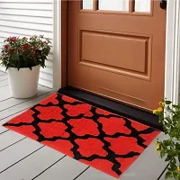 Hunny D?cor Indoor Modern Luxury Solid Door Mats for Bathroom Entrance Anti Skid Water Absorbent Dirt Trapper Rugs with Back Rubber Binding (Doormat-RD-BLK)-thumb2