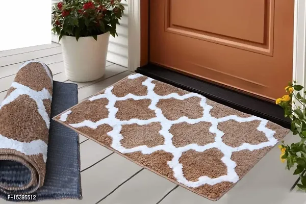 Hunny D?cor Indoor Modern Luxury Solid Door Mats for Bathroom Entrance Anti Skid Water Absorbent Dirt Trapper Rugs with Back Rubber Binding (Doormat-LT-BWN)