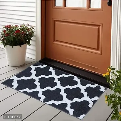 Hunny D?cor Indoor Modern Luxury Solid Door Mats for Bathroom Entrance Anti Skid Water Absorbent Dirt Trapper Rugs with Back Rubber Binding (Doormat-Gray)-thumb2